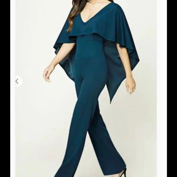 Forever 21 Green Cape Jumpsuit - Picture 1 of 7